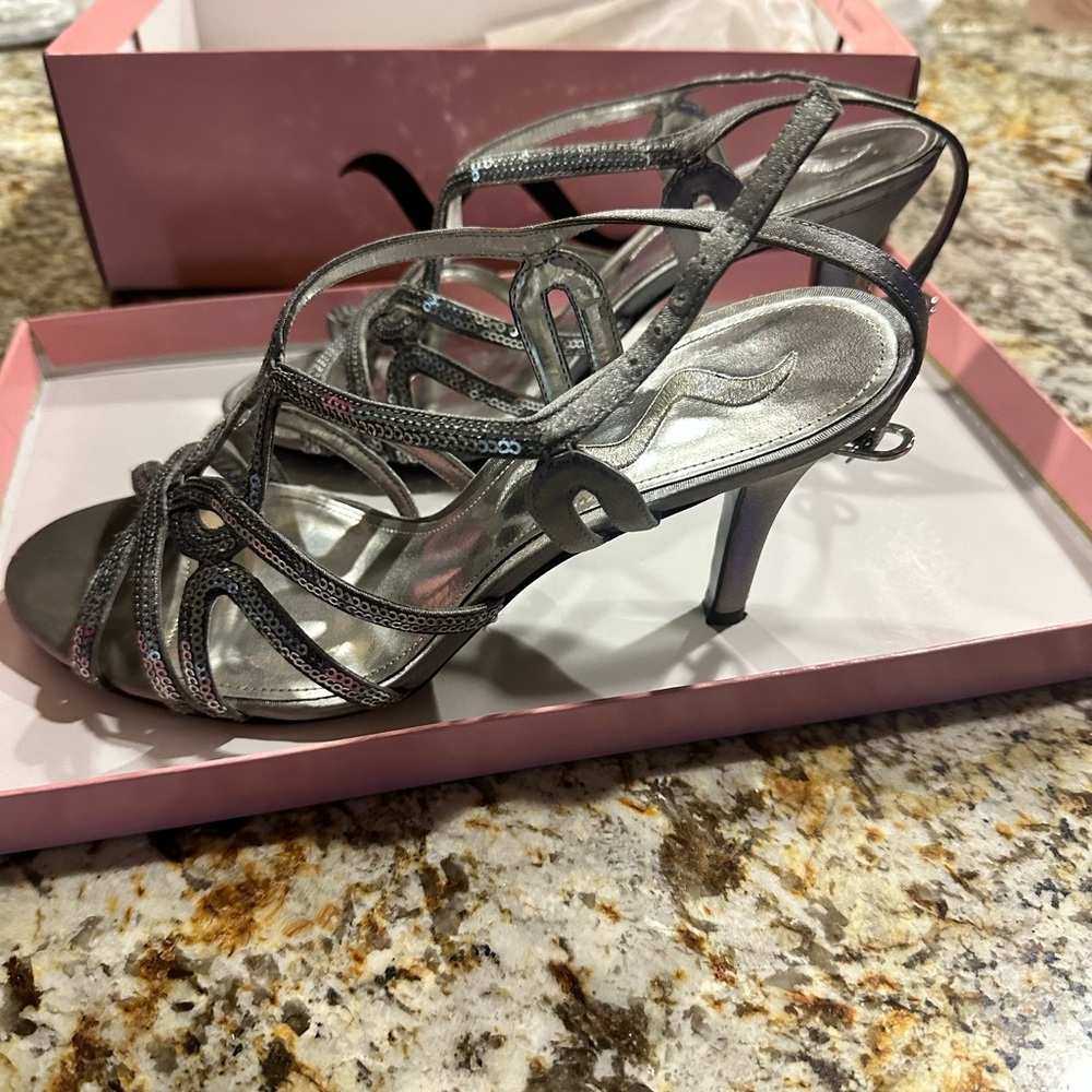 Size 8.5 silver heels